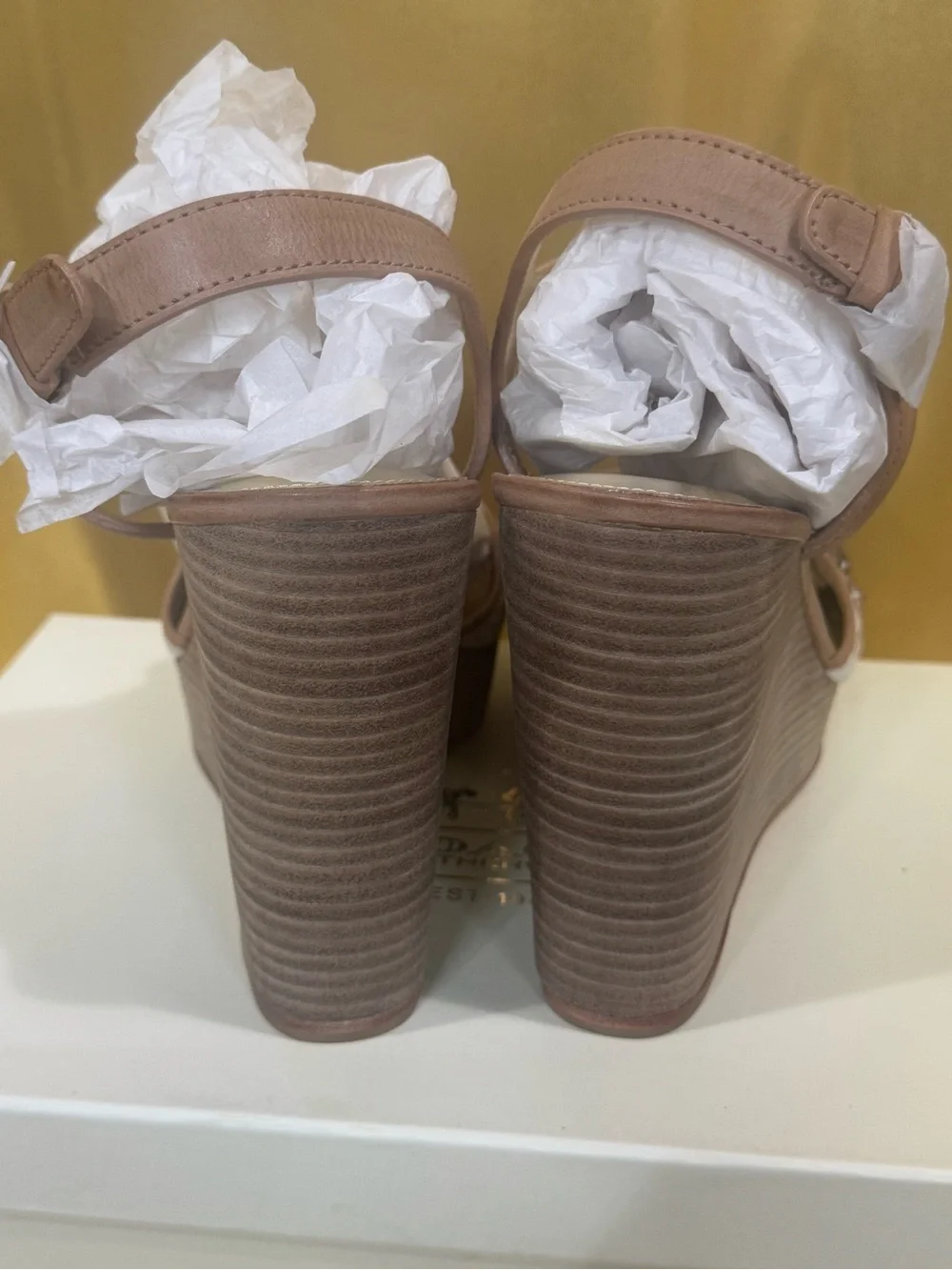 Coach Hanson NIB Jeweled Rhinestone Platform Wedge Sandals Tan Gold Size 10